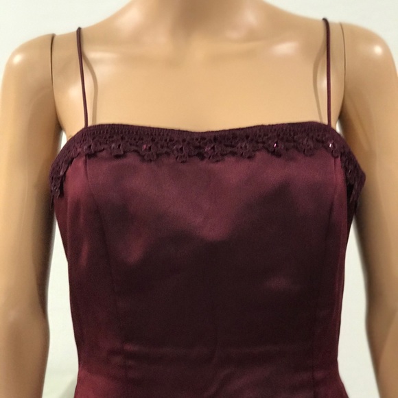 Merlot Red Long Train Mermaid Gown Cocktail Dress - Picture 8 of 14